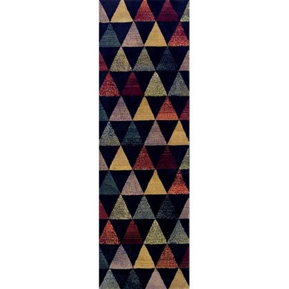 Apollo 8122 B Geometric Runner Rug in Black Multi